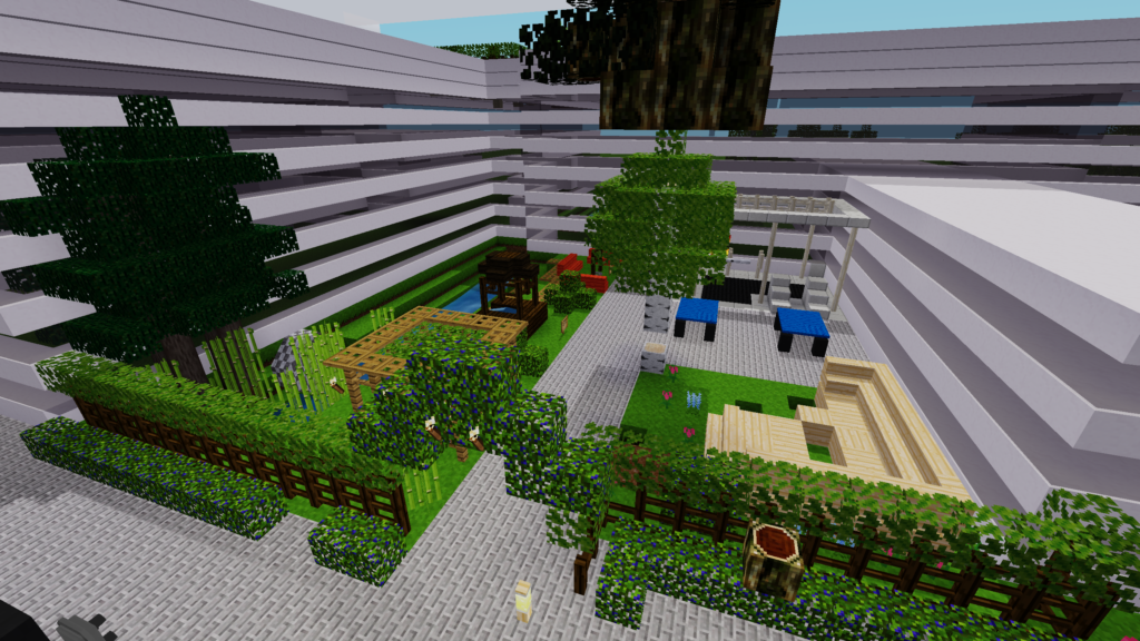 Blockbasiertes Modell von Schüler:innen einer Gewerbeschule, wie ihr Schulgelände aussehen soll