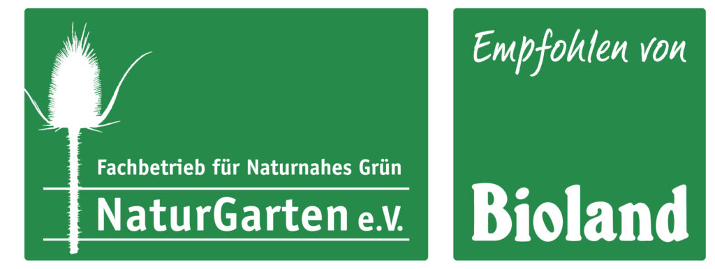 Logo Fachbetrieb für naturnahes Grün des Naturgarten e.v. und empfohlen von Bioland